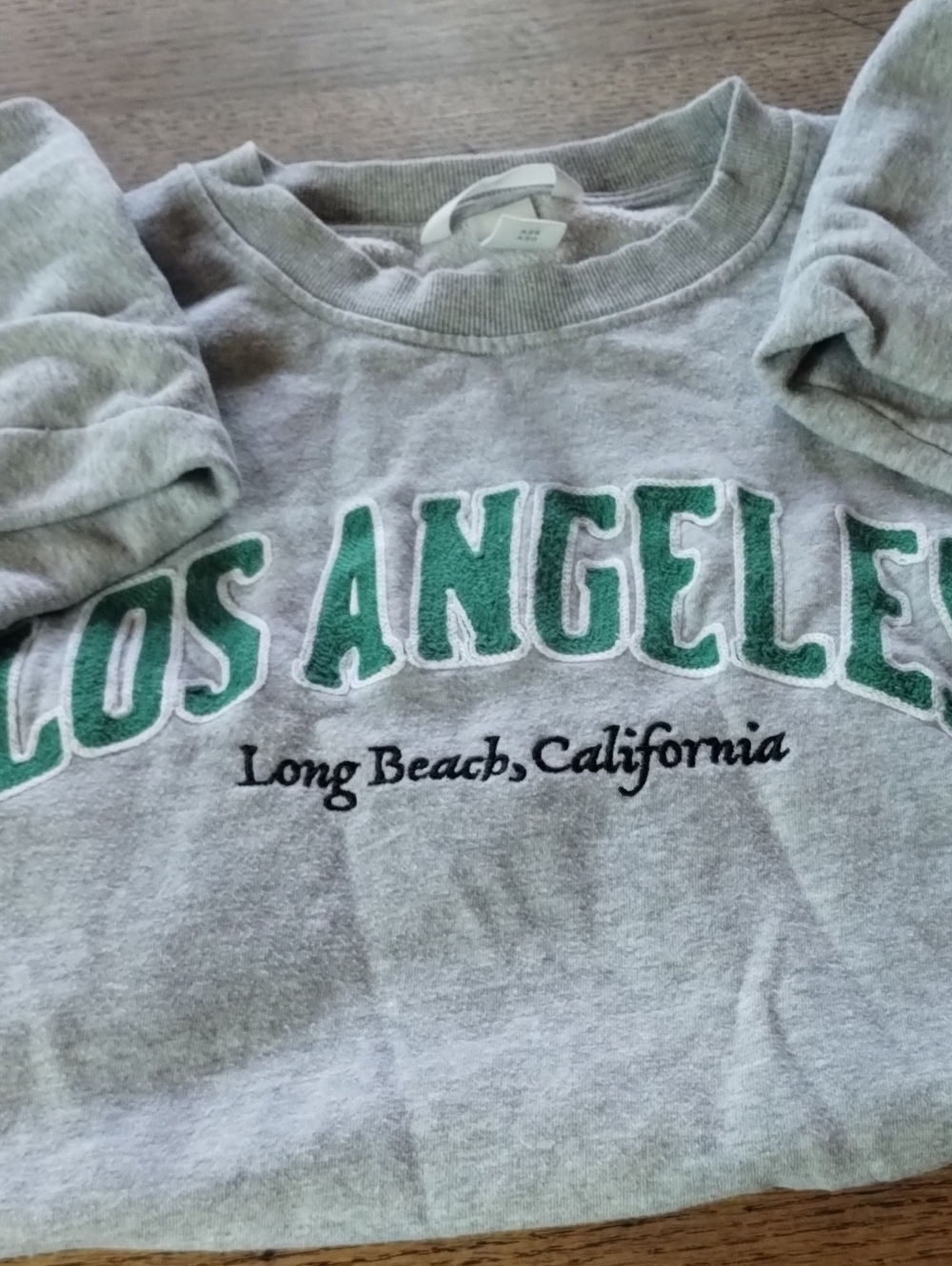 Ladies Grey 'Los Angeles' Graphic Sweatshirt with Green Lettering